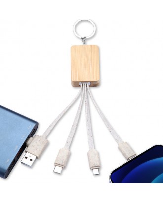 Charging Cables With Bamboo Phone Holder