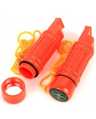 5-in-1 Compass Flint Lanyard Survival Whistle