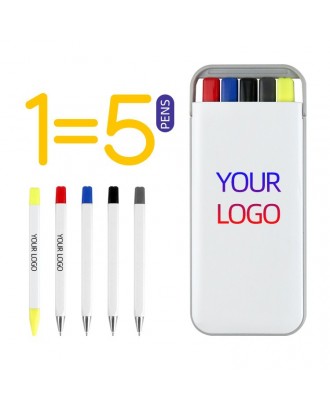 Rainbow Pen, Pencil & Highlighter Set With Portable Case