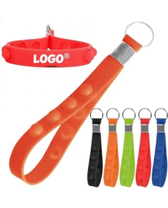 Push Pop Stress Reliever Keychain Silicone Wrist Strap