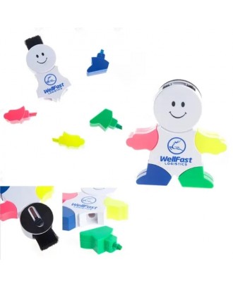 5 in 1 Man Shaped Highlighter Pen w/ Cleaning Brush