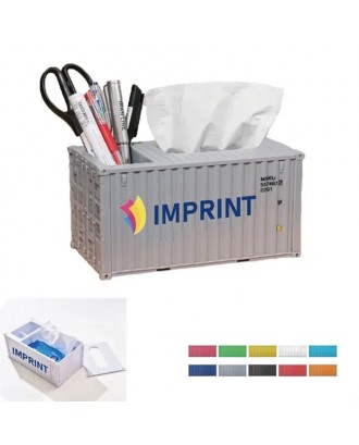 Shipping Container Tissue Box Cover W/Pen Holder