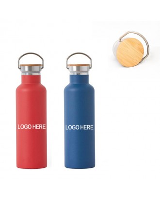 Vacuum Stainless Bottle with Wood Lid