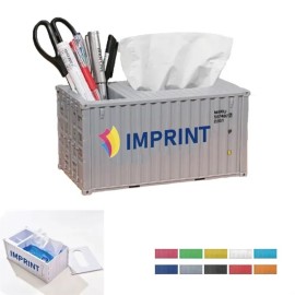 Shipping Container Tissue Box Cover W/Pen Holder