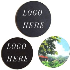 4" Round Rubber Bottom Polyester Fabric Surface Coasters