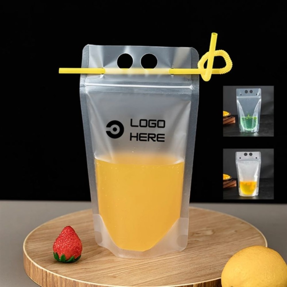 Disposable Sealable Drink Bag With Straw