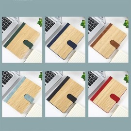 Bamboo Surface Magnetic Buckle Business Notebook