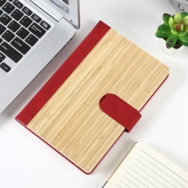 Bamboo Surface Magnetic Buckle Business Notebook