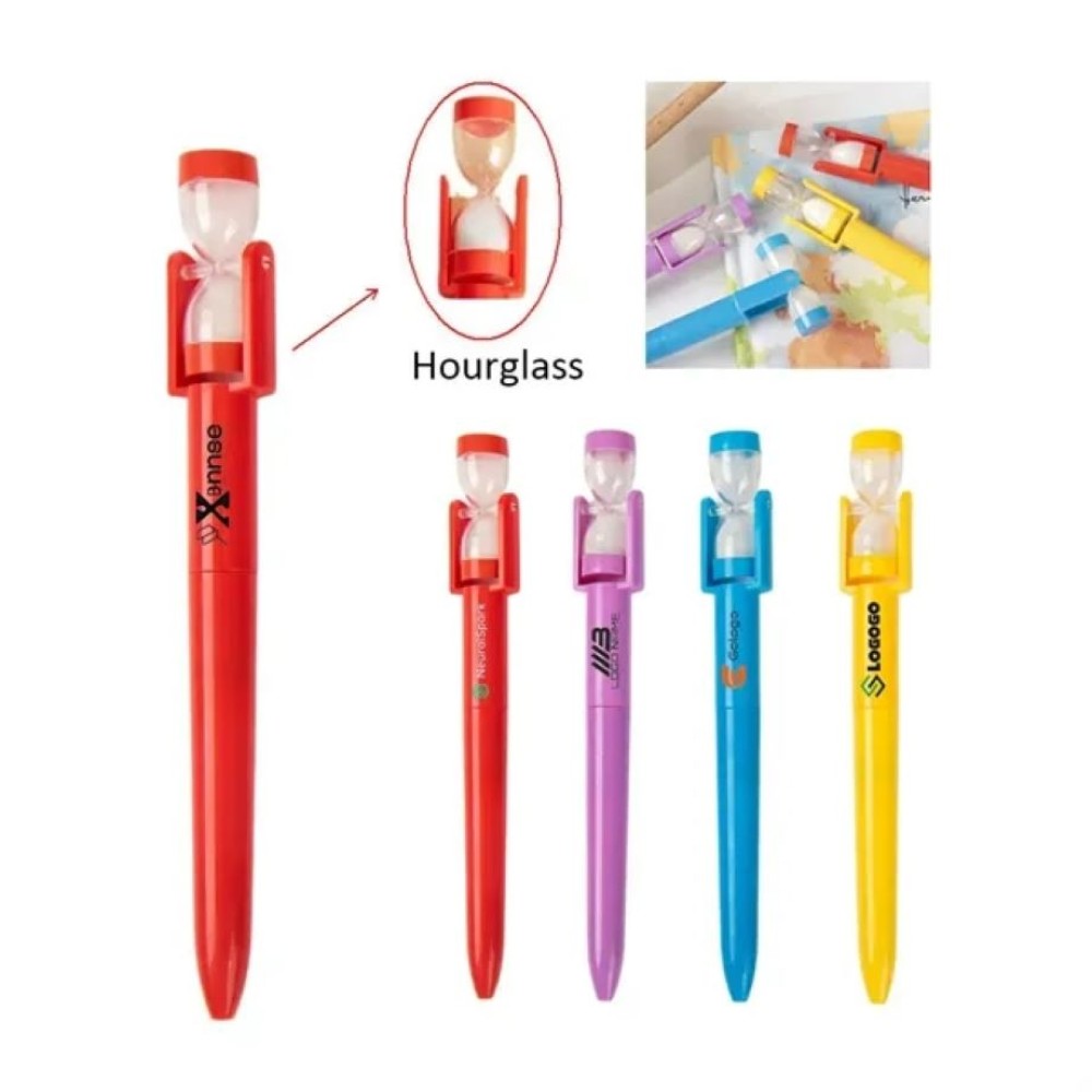 Ballpoint Twist Pen With Sand Clock Hourglass Timer