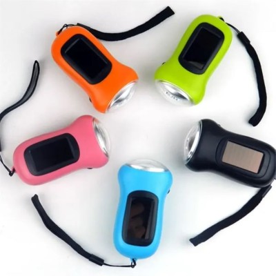 Hand Crank Solar Flashlight 3LED Rechargeable Battery