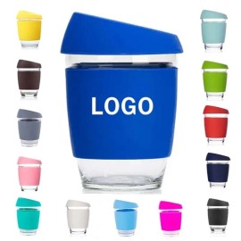 12oz High Borosilicate Glass Coffee Mug with Silicone Lid an