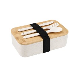 Lunch Bento Box with Bamboo Lid and Cutlery