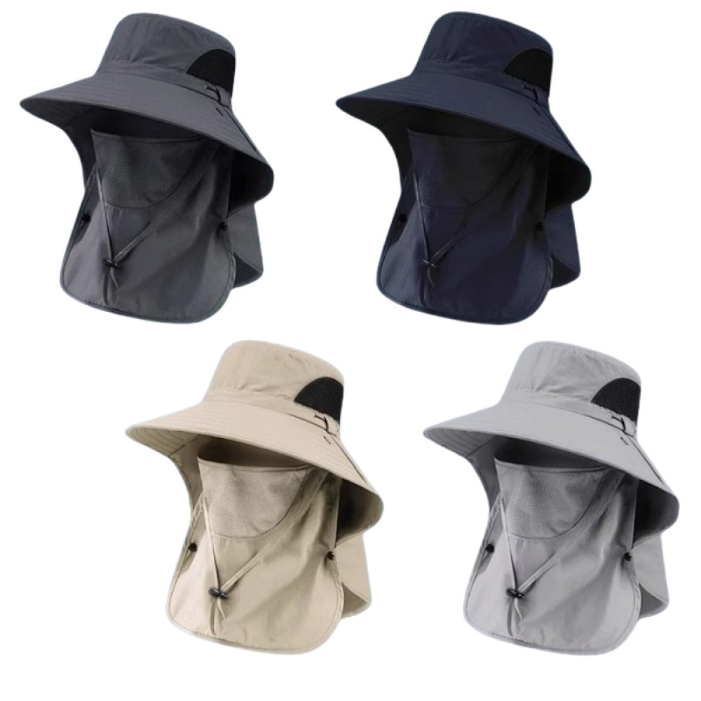 Sun Bucket Hat / UV Protection Boonie Cap with Neck Flap and Face Shield