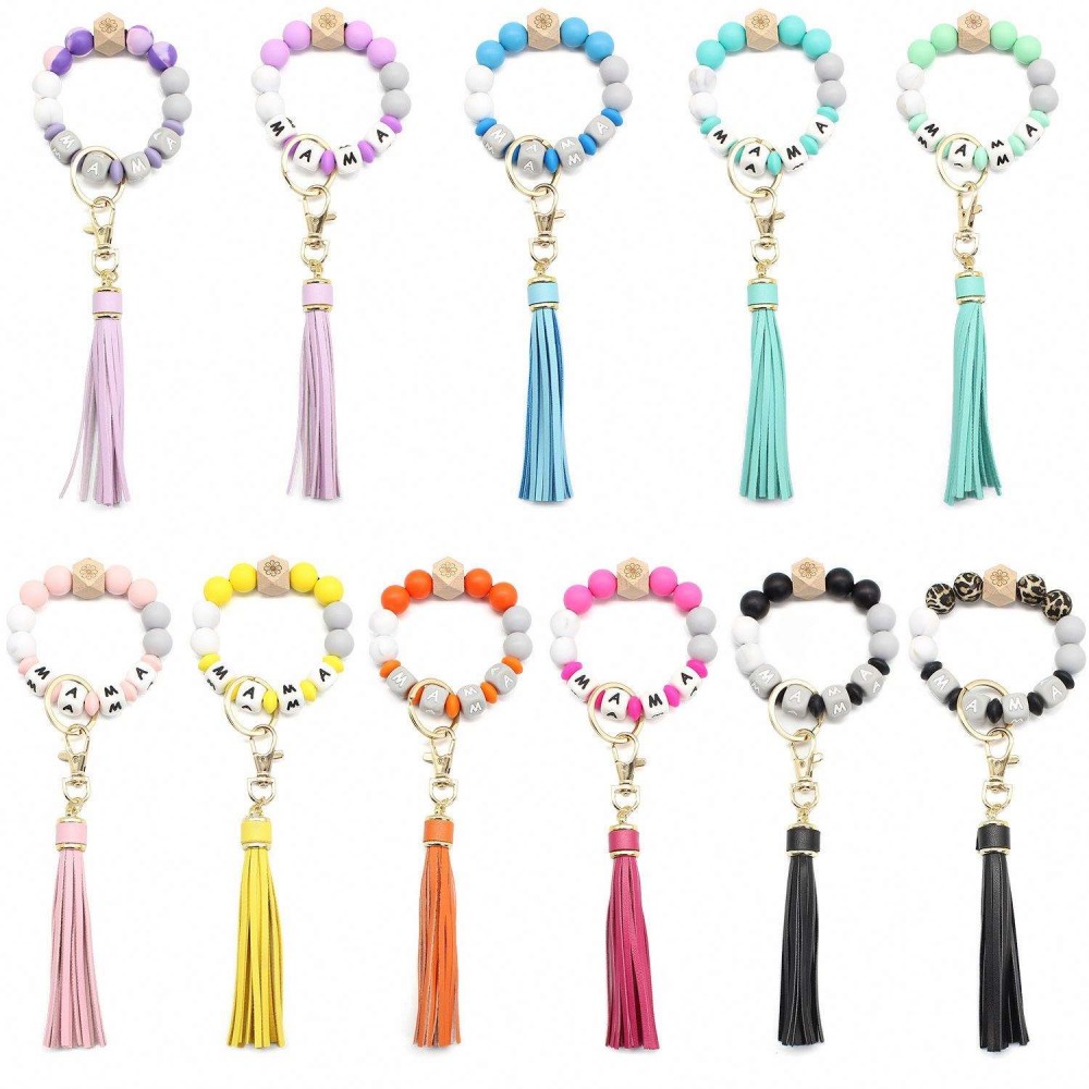 Silicone Beaded Bracelet Key Chain