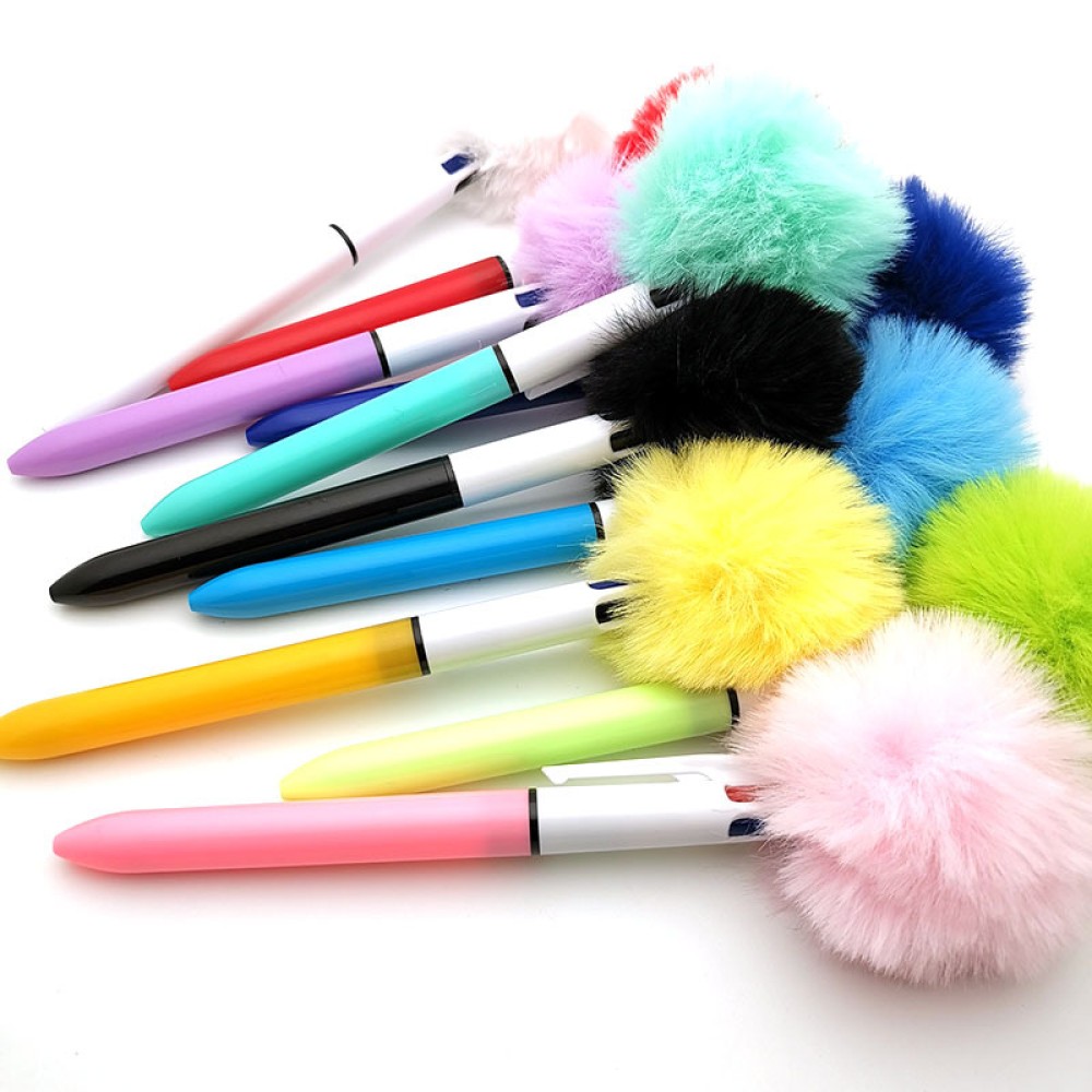 Multi Color Ballpoint Pen with Pompom
