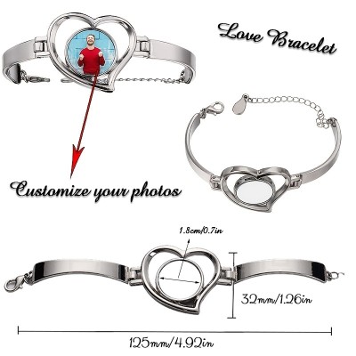 Heart Shape Pendant Metal Bracelet