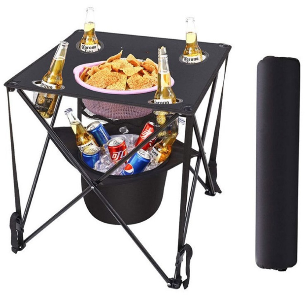 Foldable Camping Table with Ice Bucket