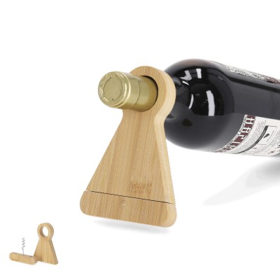 3 in1 Bamboo Wine Bottle Stand with Corkscrew Opener