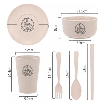 6 Piece Wheat Straw Tableware Set