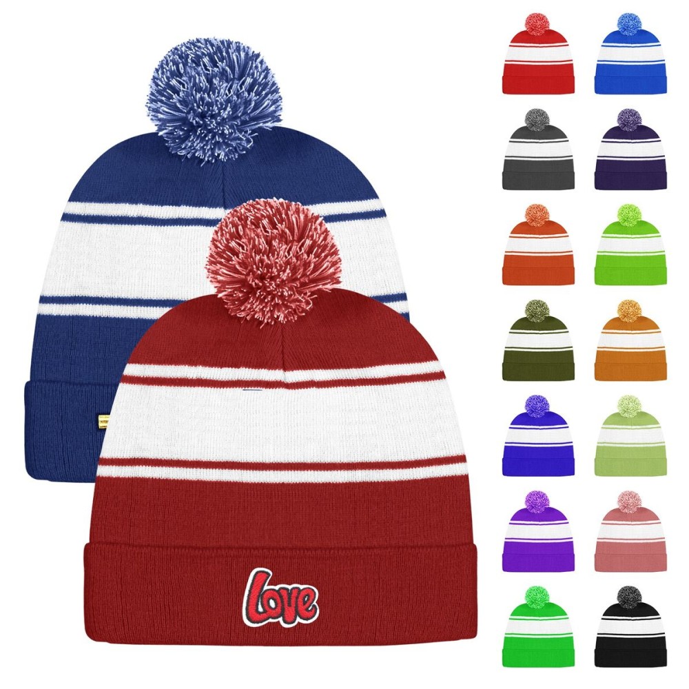 Knit Beanie Hat with Pom Pom