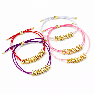 Adjustable Cord Letter Bead Bracelet