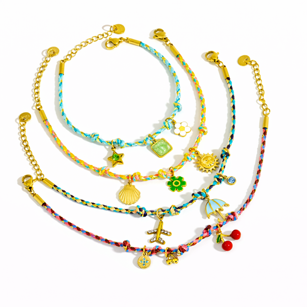 Adjustable Braided Charm Bracelet