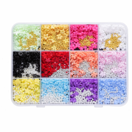 12 Grid Nail Art Flower Charms Kit 