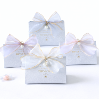 Triangle Wedding Favor Candy Box with Organza Bow